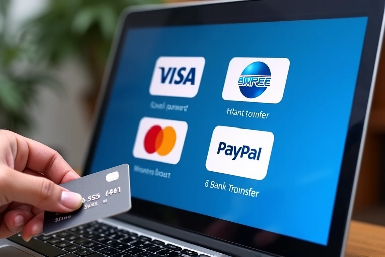 Diverse opzioni di pagamento digitale visualizzate su uno schermo di computer